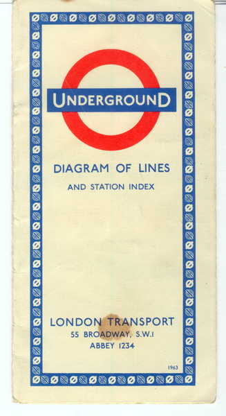 London Underground Diagram of lines and station index booklet - Circa 1960's