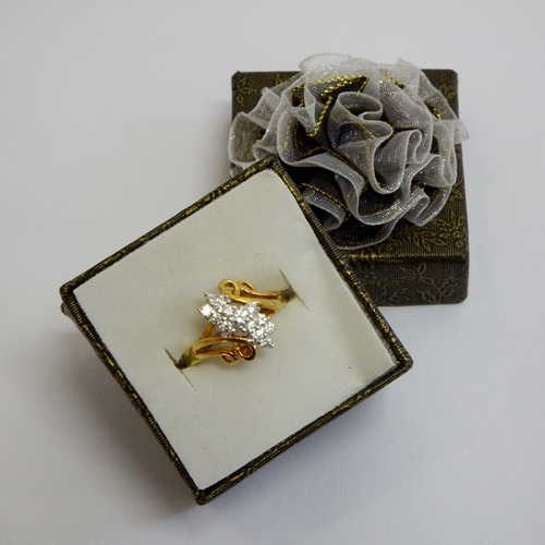 Gold colour Cubic Zirconia ring - Size: N 1/2 (New)