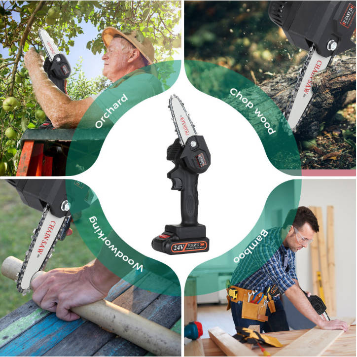 Chainsaws 6 inch portable mini cordless electric chain saw single