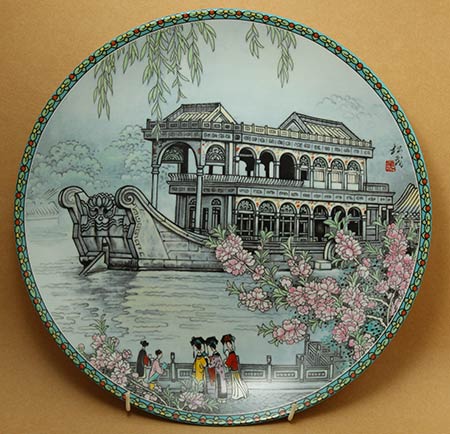 oriental art porcelain China jingdezhen The marble boat collectable plate
