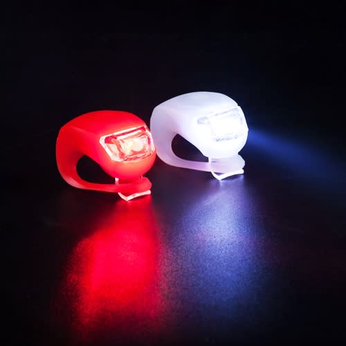 2 x Silicone LED Bike Lights | For Front & Back | Red & White Lights