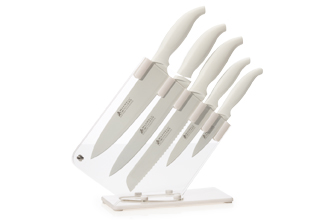 MAXWELL & WILLIAMS Slice & Dice 6 Piece Knife and Knife Block Set WHITE