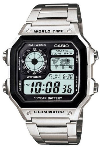 casio digital stainless steel illuminator watch