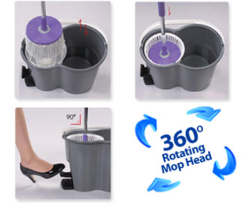 Easy Life 360 Rotating Spin MAGIC MOP w/ 2 Heads & Dry bucket, As seen on TV