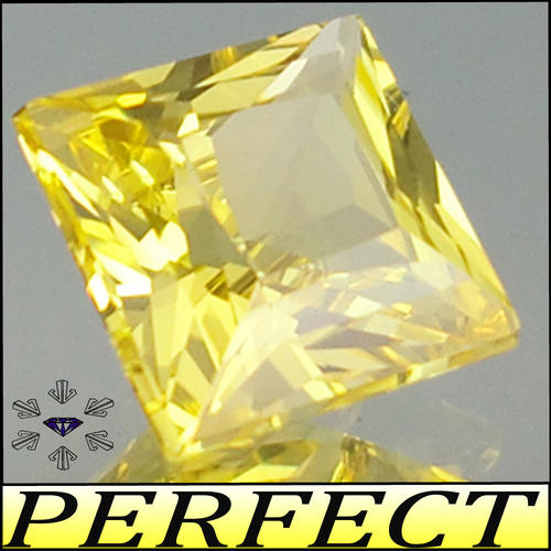 2.00 CT INTENCE YELLOW BRILLIANT PRINCESS DIAMOND SIMULANT, PRECISION MACHINE POLISHED.