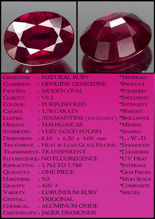 1.78 CT PRECISE OVAL POLISHED PURPLISH RED RUBY, A MAGNIFICIENT MADAGASCAN GEMSTONE