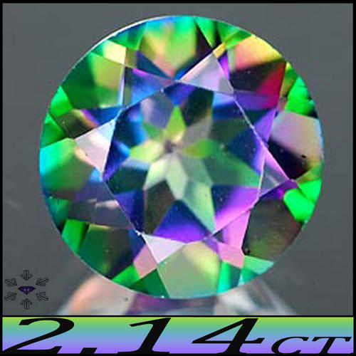  MYSTIC TOPAZ NATURAL MAGICAL FIRE GREEN GEMSTONE POLISHED IN A ROUND.