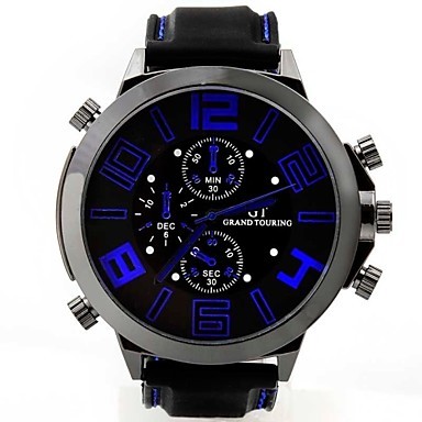 GT Sports Watch Men Quartz Military Wristwatch Japan Movt Round Dial Silicone Band
