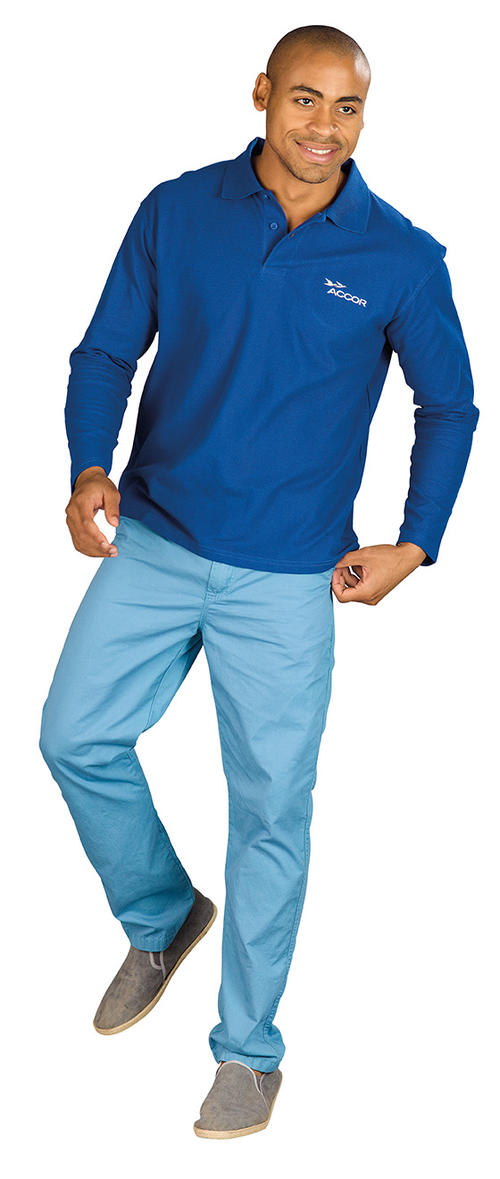 US Basic Boston Long-sleeve Polo Golf Shirt - Mens - Blue