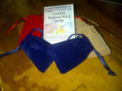 Calendula Marketing Solutions Chakra healing kit with guidebook chakra balancing vibrational healing meditation clearing your crystals velvet drawstring bag