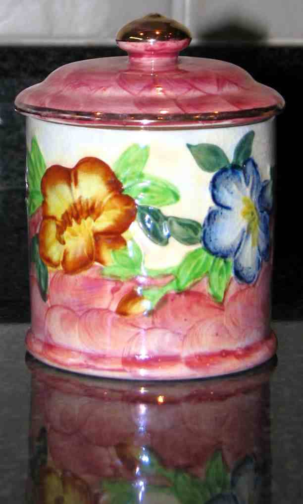 English Porcelain Maling Pottery Jam Jar = C.T Malling & Sons