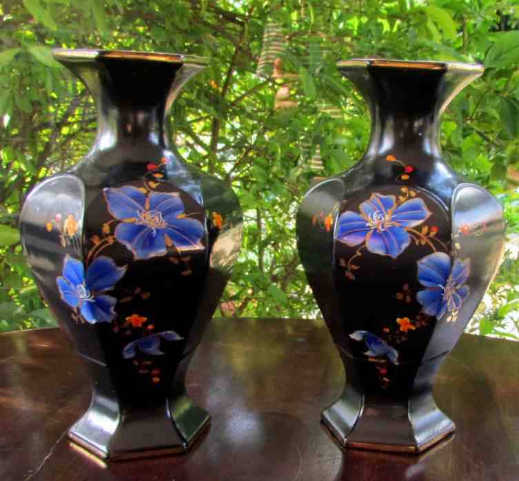 English Porcelain Pair of BLYTHE Porcelain Vases=Made in England
