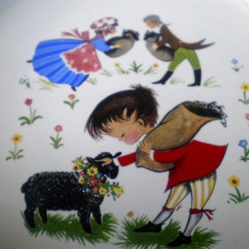 The depiction of the nursery rhime 'Baa Baa Black Sheep' 