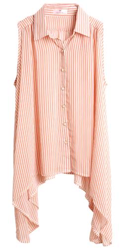 *Fashion Tokyo* Chiffon High-low Sleeveless Shirt –Pastel Pink