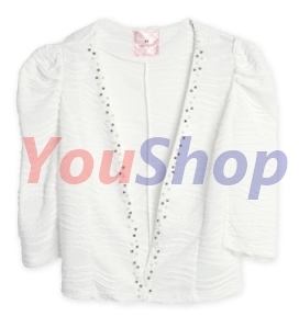 *Fashion Tokyo* Pearl 3 Quarter Sleeve Pleated Blazer-White