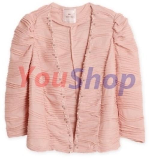 *Fashion Tokyo* Pearl 3 Quarter Sleeve Pleated Blazer-Pink
