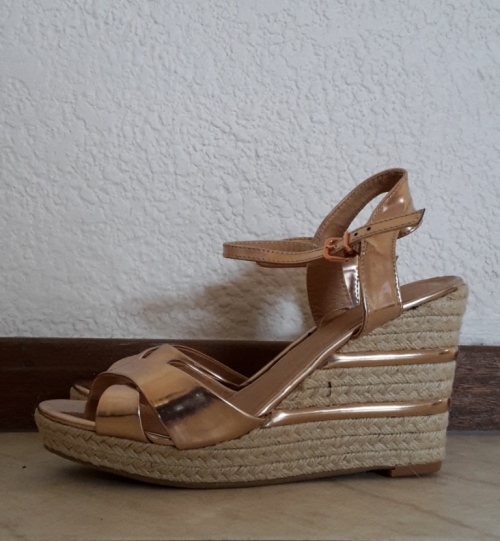 Sandals - Rose Gold Espadrilles Wedge Sandals from Woolworth was sold ...