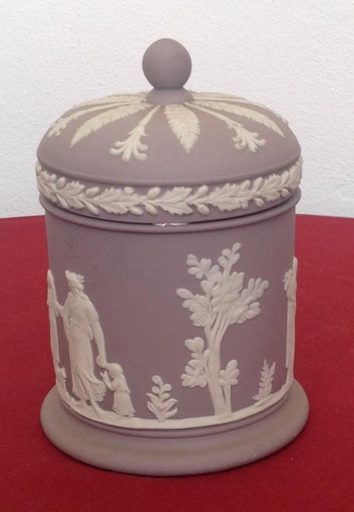 Wedgwood Jasperware White on Lilac Jar with Vase