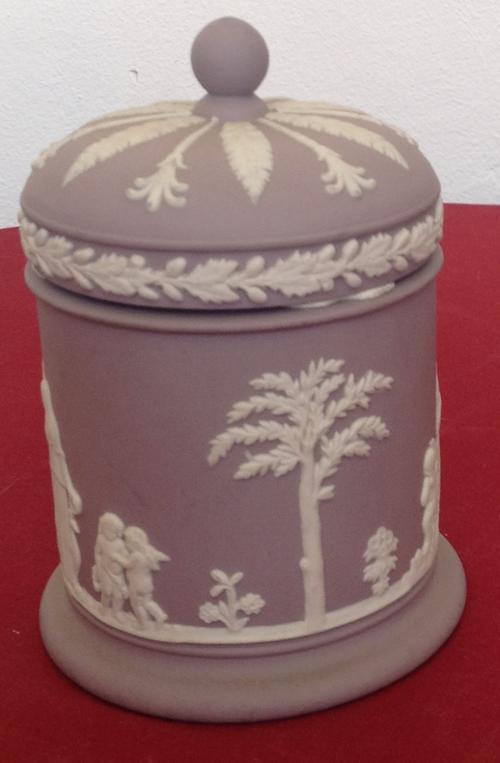 Wedgwood Jasperware White on Lilac Jar with Vase
