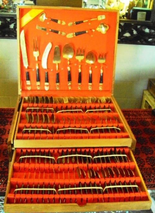 Cutlery - Rare, highly collectable, vintage brass Thai cutlery set ...