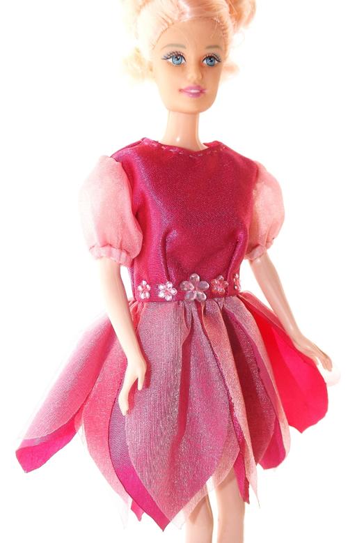 barbie ballet dress with sleeves pink flower petal shaped