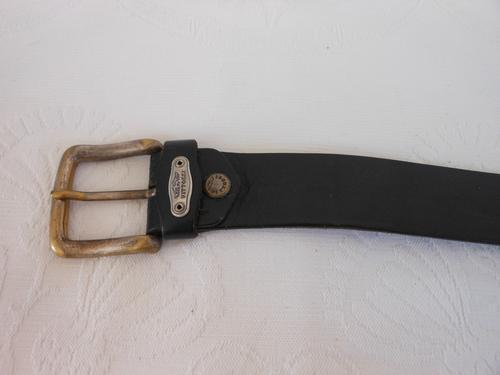 BLACK LEATHER BELT - antique brass buckle