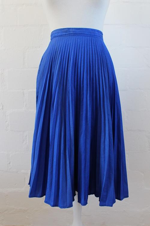 Vintage Clothing - VINTAGE PLEATED ROYAL BLUE HIGH WAIST SKIRT - SIZE ...