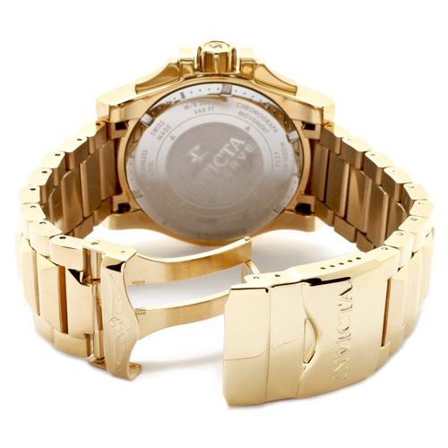 gold plated invictta men's chronograph from back view