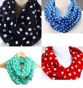 polka dot scarf, infinity scarf, breastfeeding, breastfeeding scarf, breastfeeding cover, scarves