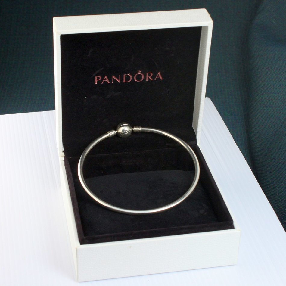 Pandora Sterling Silver Bangle Bracelet - As New, crafted from PANDORA's signature metal, Silver
