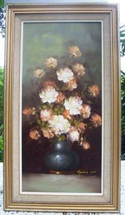 Oils - ROBERT COX (1934 - 2001) - Original Oil, Framed - Roses Still ...