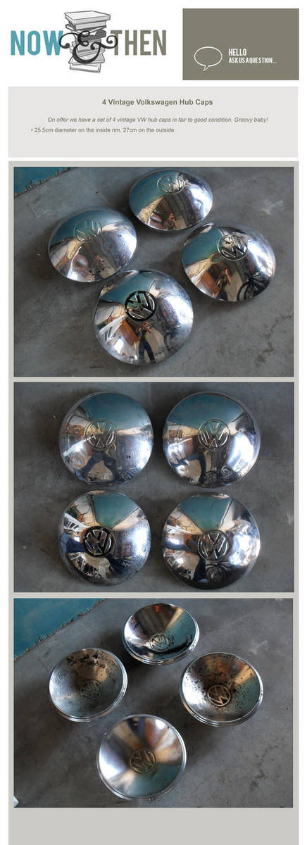 Road VINTAGE VOLKSWAGEN HUB CAPS (VW)(BEETLE)(KOMBI)(HUBCAPS) was