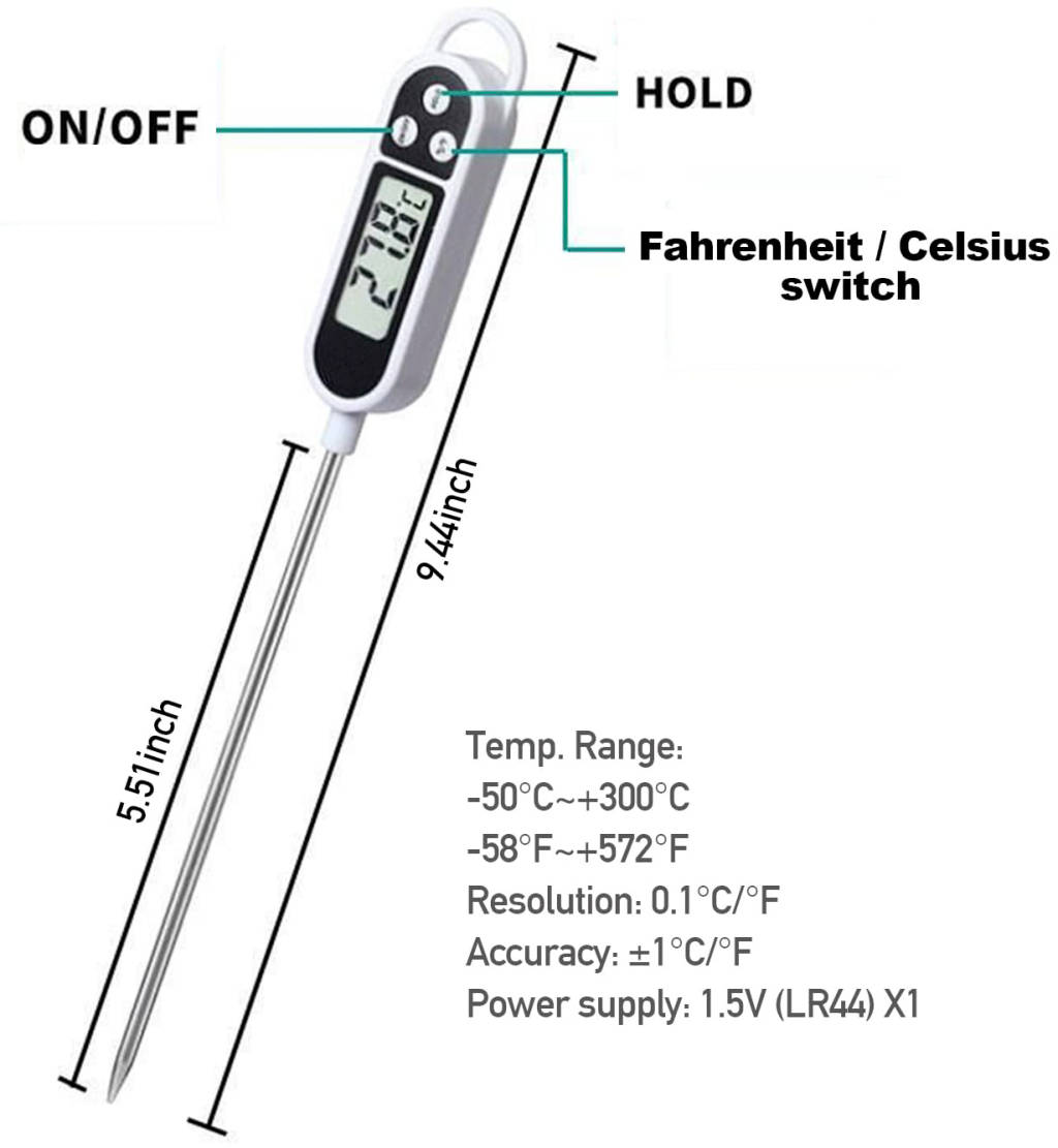 Thermometers Digital Cooking Thermometer INSTANT RESULTS Stainless