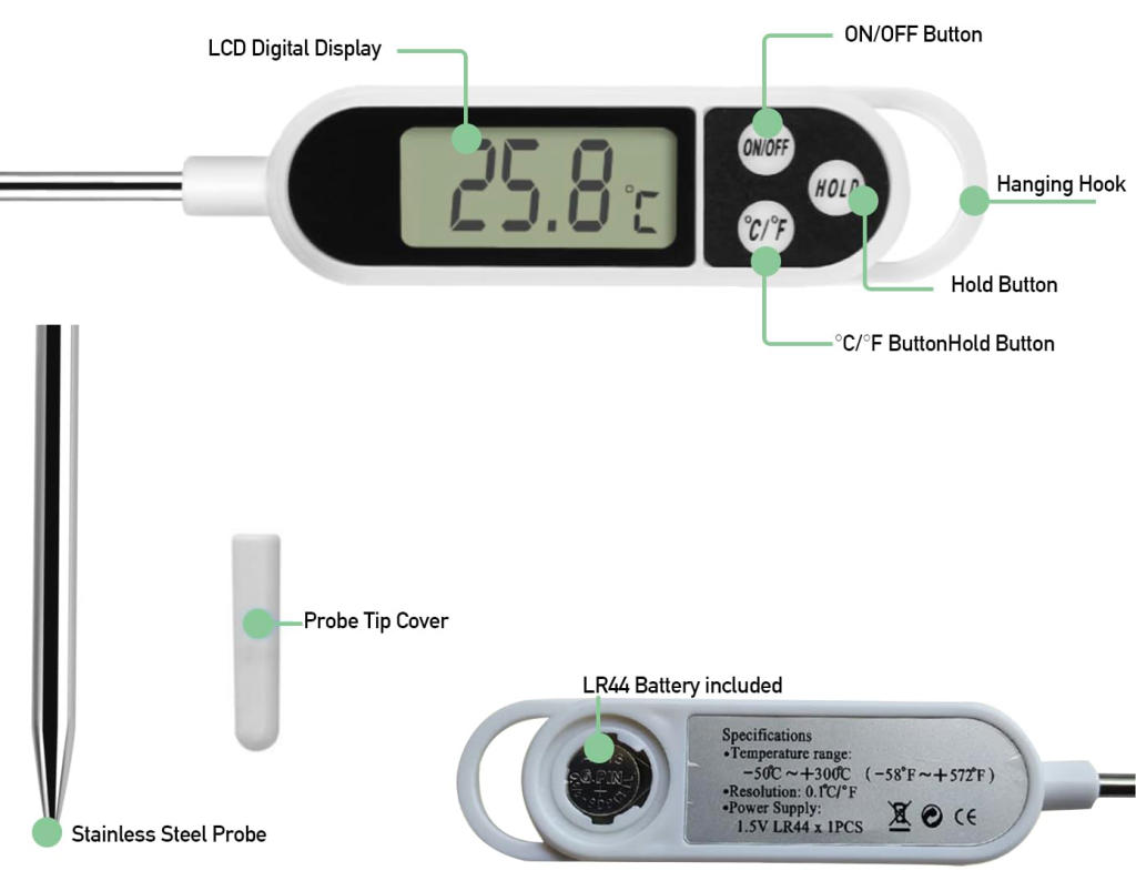 Thermometers Digital Cooking Thermometer INSTANT RESULTS Stainless   231212193459 61wjPjMgPHL 