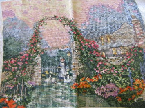 Cross Stitch Secret Garden Panel Completed And Unframed - 