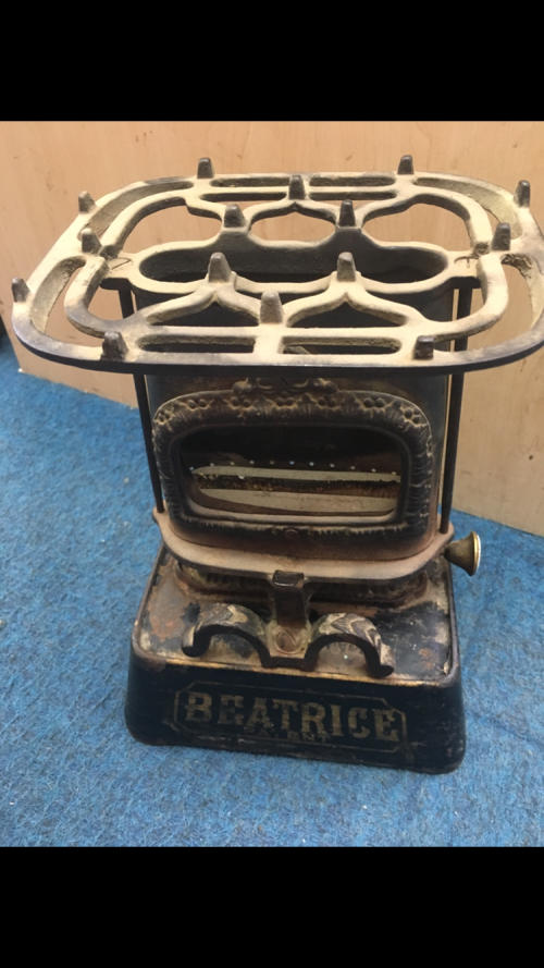 Very old Beatrice Patent Paraffin Heater Stove Heavy beautiful item