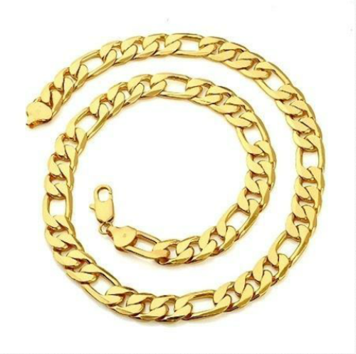 chunky heavy gold filled men's figaro necklace curb 18k gold
