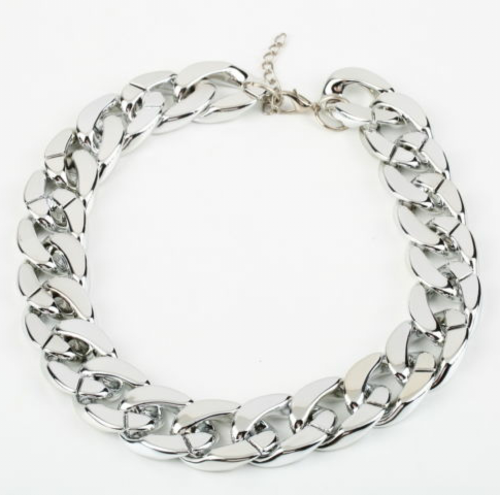 chunky silver tone women's necklace
