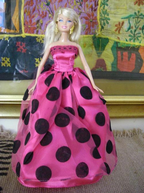 Barbie doll polka dot party dress formal wear ballgown casual wear clothes pink