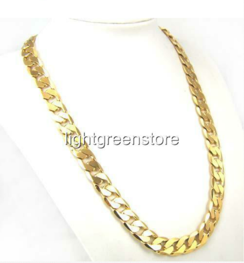 men's 18ct thick chunky curb chain necklace