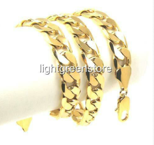 men's 18ct gold filled chunky thick heavy curb chain necklace