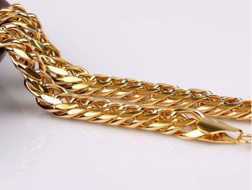 mens womens 18ct gold filled fused chunky curb thick chain necklace