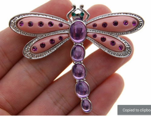 pink purple crystal rhinestones dragonfly brooch wings
