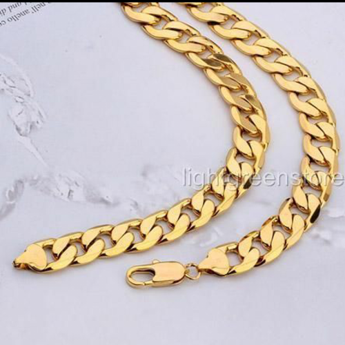 men's 18ct yellow gold filled chunky heavy thick chain necklace mens