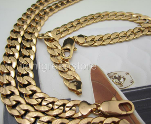 men's gold filled chunky thick necklace chain bracelet set