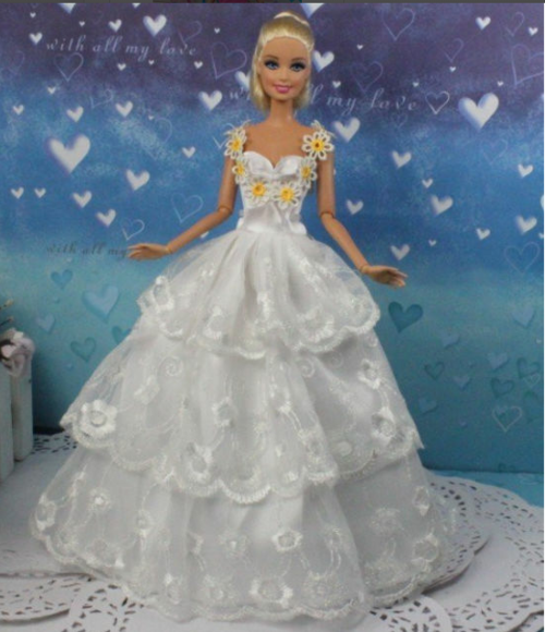 white barbie doll wedding dress