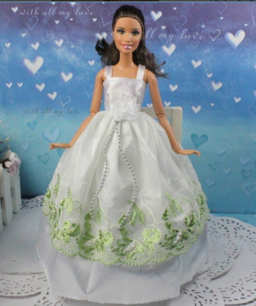 white barbie doll wedding dress ball gowns satin lace