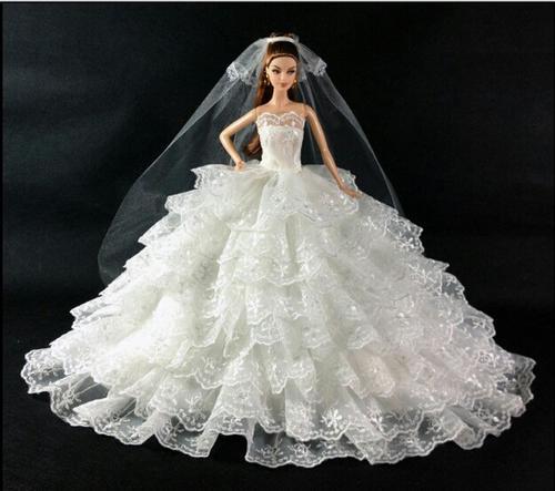 wedding dress with veil barbie doll clothes