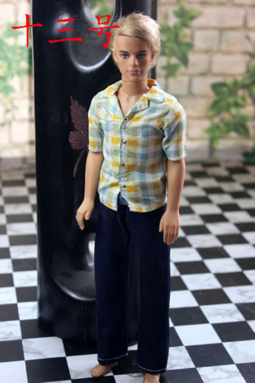 ken doll casual clothes day wear summer checked collar shirt pants barbie doll summer