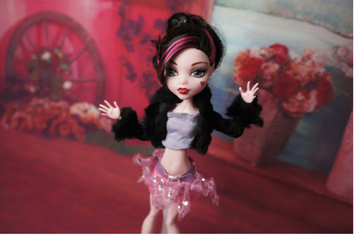 monster high dracularia ever after gigi barbie ken dolls fashion black jacket pink skirt purple top